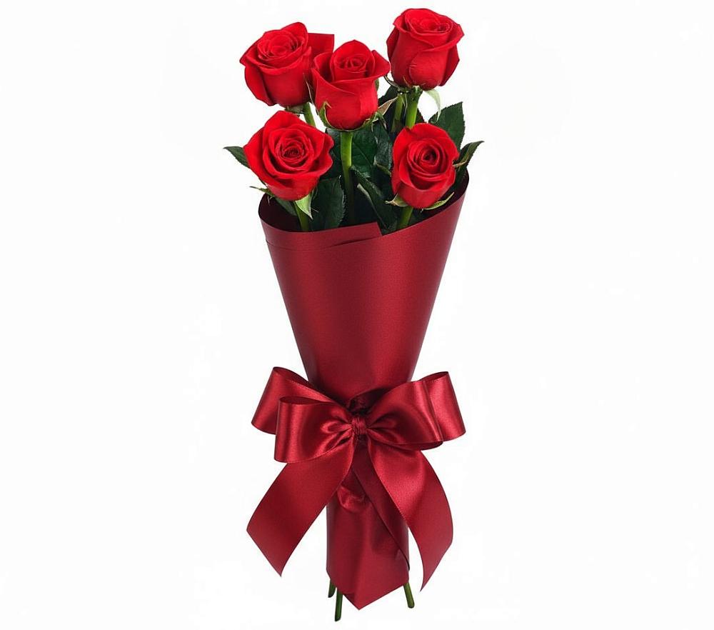 Букет 5 Красных роз Эдлесс Лав в Ухте