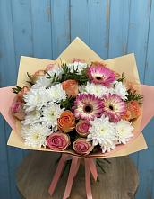 Букет цветов из:  Розы, Герберы и Хризантемы в Ухте