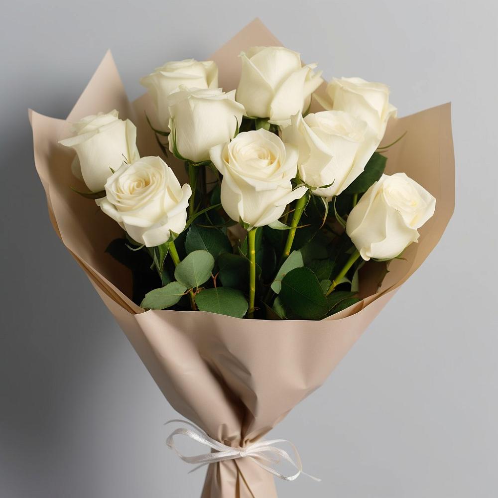 Букет 9 Белых роз Эдлесс Лав в Ухте