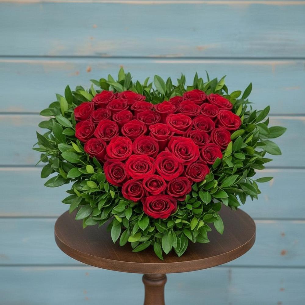 Цветочная композиция из Розы в виде сердца в Ухте