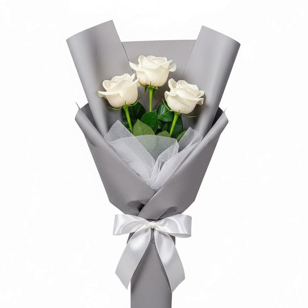 Букет 3 белые розы в Ухте