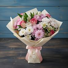 Букет цветов из:  Хризантемы, Альстромерии и Розы в Ухте