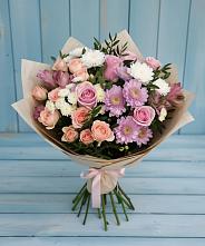 Букет цветов из:  Хризантемы, Розы и Альстромерии в Ухте