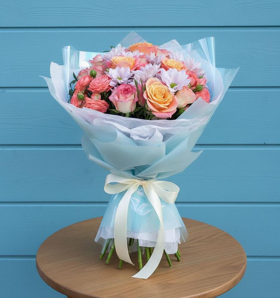 Букет цветов из: Хризантемы и Розы в Ухте