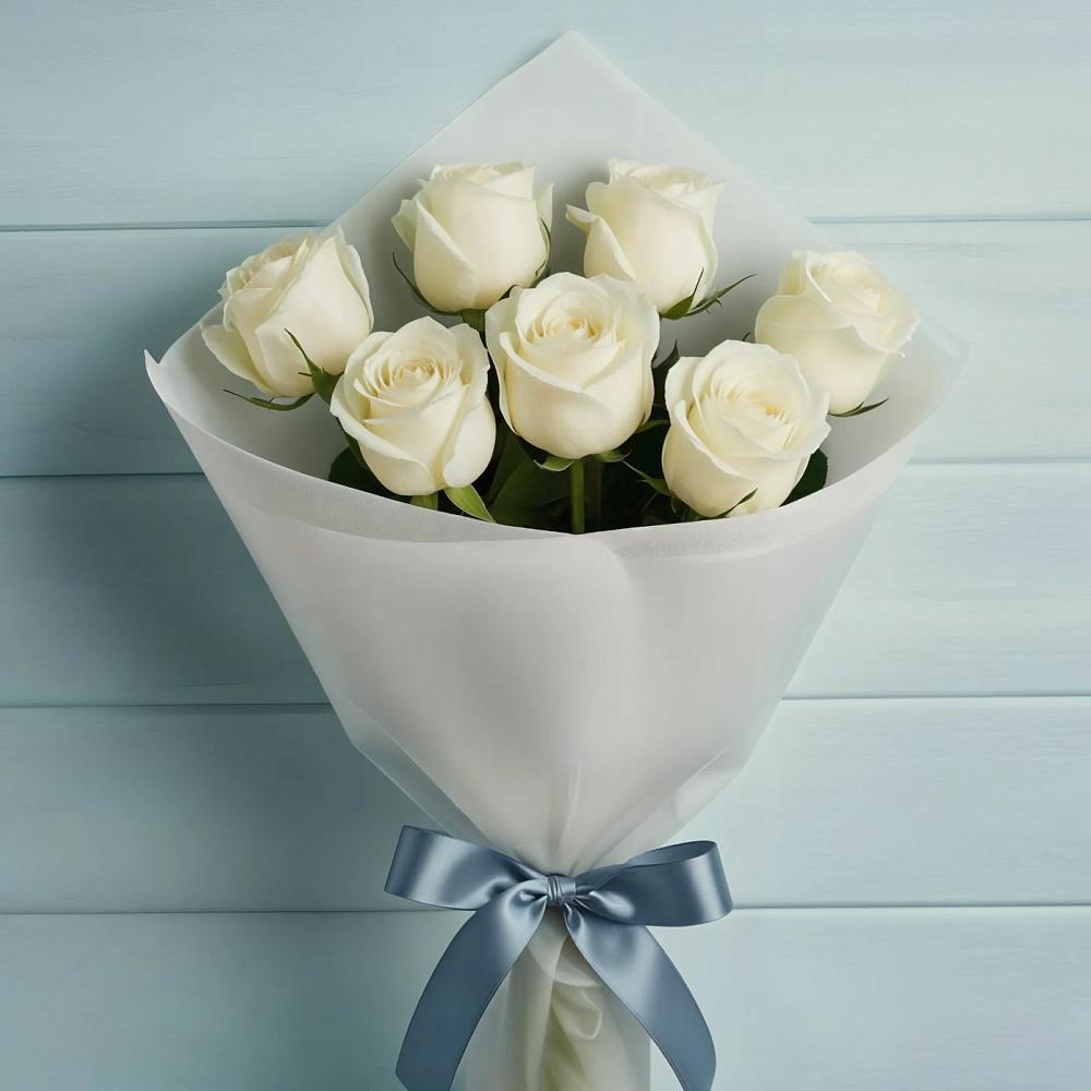 Букет 7 Белых роз Эдлесс Лав в Ухте
